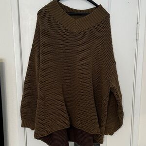 Free People V-Neck Brown/Green Sweater
